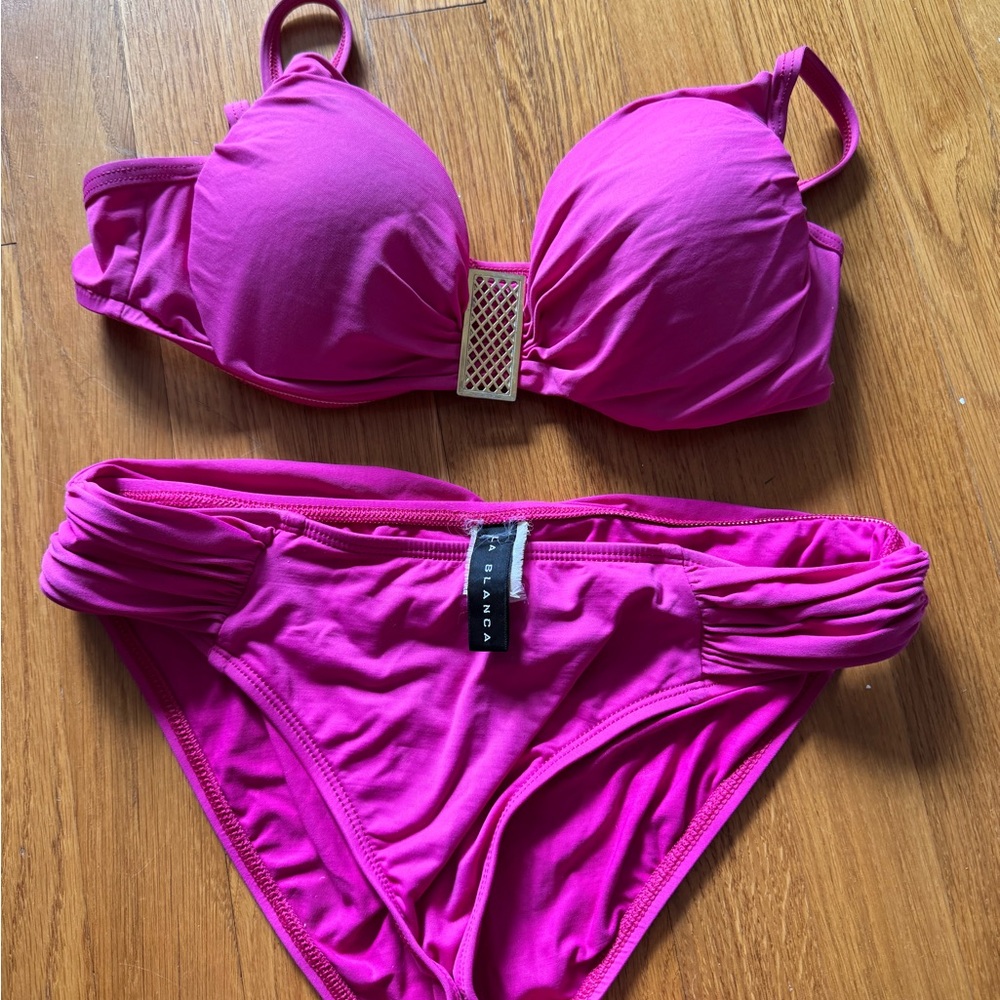 La Blanca Fuchsia Bikini with Metallic Detail